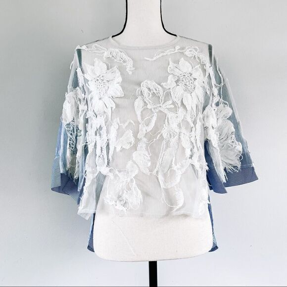 Blue Floral Embroidered Blouse - Picture 3 of 8